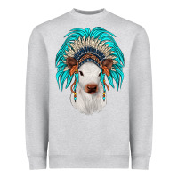 Heather Grey calf indian headdress Heavyweight Sweatshirt - JahusDesignShop