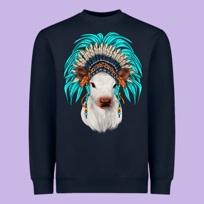 Calf Indian Headdress Heavyweight Sweatshirt Designed By Jahusdesignshop