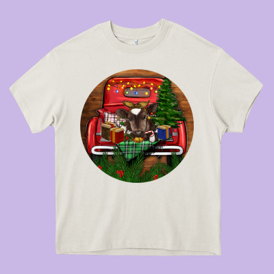 Heavy Core Tee Baby Cow Christmas