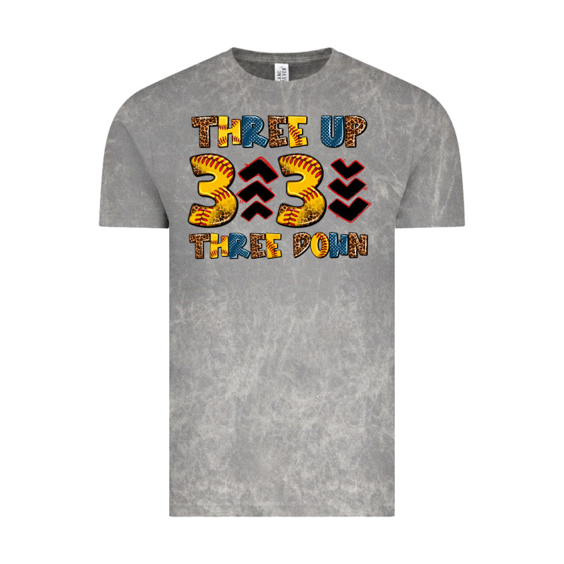 Three Up Three Down Softball Vintage Tee by AdoDesignShop | Teevron