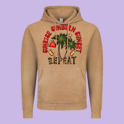 Sunrise Sunburn Sunnset Repeat Vintage Hoodie Designed By Cowhidedigitalart