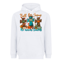White fall for jesus he never leaves Heavyweight Hoodie - BundleAndBundleShop