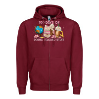 Burgundy 100 days of doing teacher stuff Zipper Hoodie - MaliasSmallBusiness