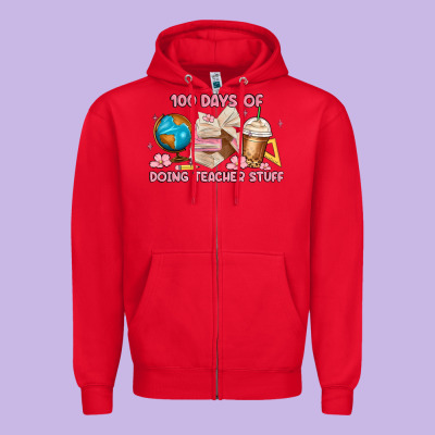 100 Days Of Doing Teacher Stuff Zipper Hoodie Designed By Maliassmallbusiness
