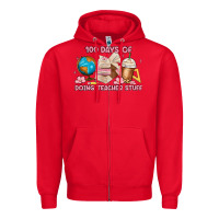 Red 100 days of doing teacher stuff Zipper Hoodie - MaliasSmallBusiness