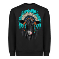 Black black angus indian headdress Heavyweight Sweatshirt - JahusDesignShop