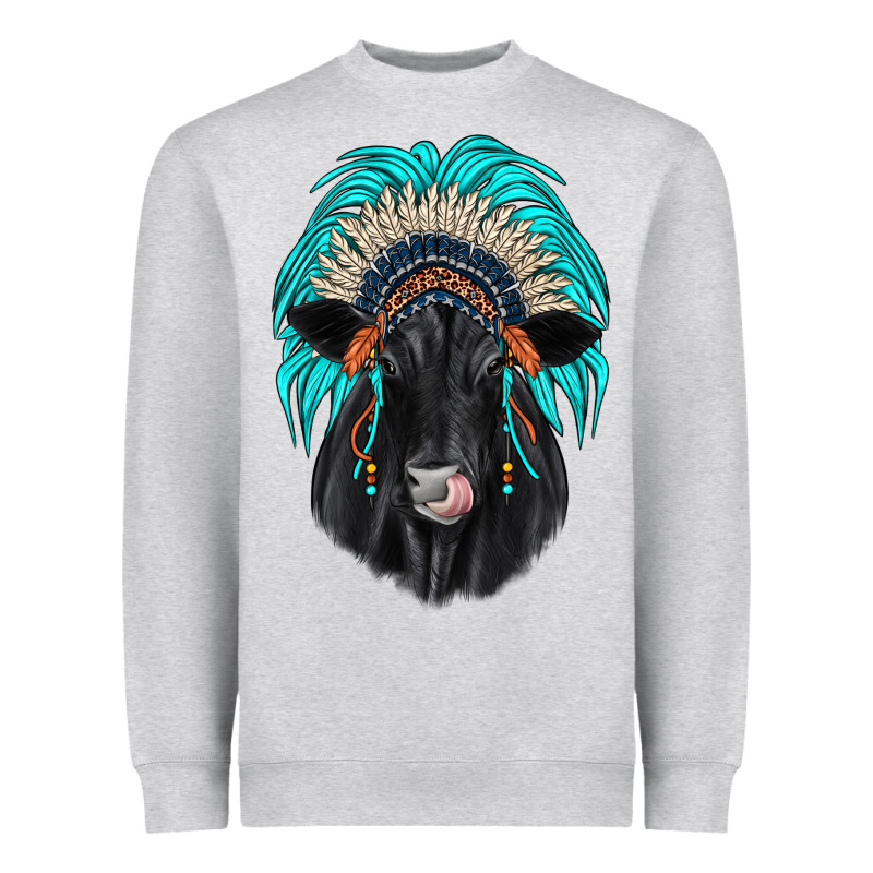 Black Angus Indian Headdress Heavyweight Sweatshirt by JahusDesignShop | Teevron