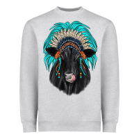Heather Grey black angus indian headdress Heavyweight Sweatshirt - JahusDesignShop