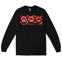 Black happy valentines day paws Long Sleeve Tee - NancyCooperArtShop