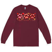 Burgundy happy valentines day paws Long Sleeve Tee - NancyCooperArtShop