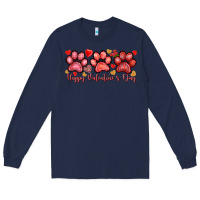 Navy happy valentines day paws Long Sleeve Tee - NancyCooperArtShop