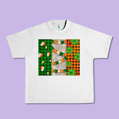 Irish Flag With Shamrocks And Heart Urban Heavy Tee Designed By Adodesignshop