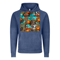 Vintage Denim western sunset bison and sunflowers seamless pattern Vintage Hoodie - HRA Design Shop