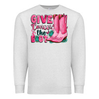Oatmeal Heather give cancer the boot Premium Sweatshirt - LillyAllenDesigns