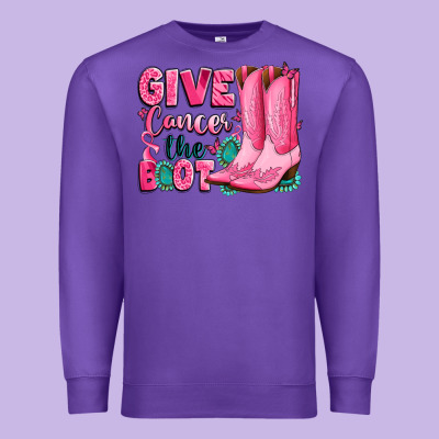 Give Cancer The Boot Premium Sweatshirt Designed By Lillyallendesigns