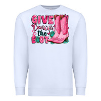 White give cancer the boot Premium Sweatshirt - LillyAllenDesigns