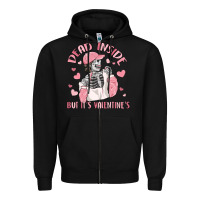 Black dead inside but it's valentine's Zipper Hoodie - MaliasSmallBusiness