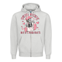 Dove Grey dead inside but it's valentine's Zipper Hoodie - MaliasSmallBusiness