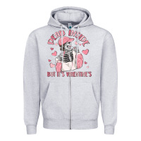 Heather Grey dead inside but it's valentine's Zipper Hoodie - MaliasSmallBusiness