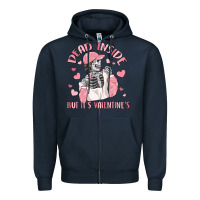 Navy dead inside but it's valentine's Zipper Hoodie - MaliasSmallBusiness