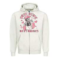 Oatmeal Heather dead inside but it's valentine's Zipper Hoodie - MaliasSmallBusiness