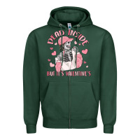 Sports Green dead inside but it's valentine's Zipper Hoodie - MaliasSmallBusiness
