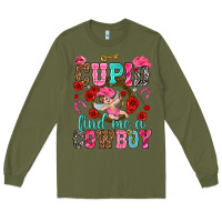Army Green cupid find me a cowboy Long Sleeve Tee - NancyCooperArtShop