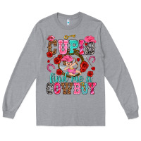 Heather Grey cupid find me a cowboy Long Sleeve Tee - NancyCooperArtShop