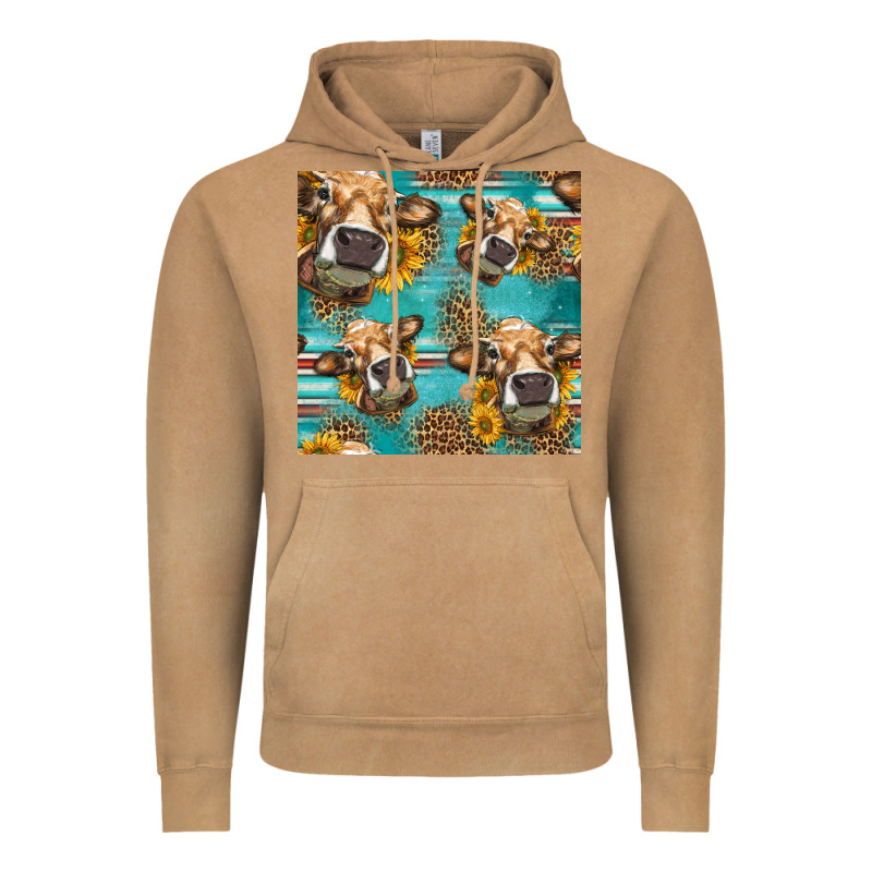 Western Sunflowers Cow Seamless Pattern Vintage Hoodie by HRA Design Shop | Teevron