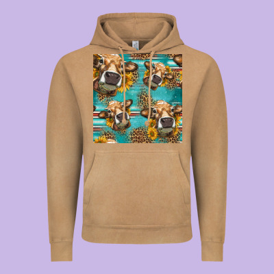 Western Sunflowers Cow Seamless Pattern Vintage Hoodie Designed By Hra Design Shop