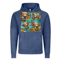 Vintage Denim western sunflowers cow seamless pattern Vintage Hoodie - HRA Design Shop