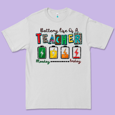 Battery Life Of A Teacher Premium Tee Designed By Zillion Design Studio
