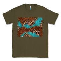 Army Green turquoise glitter leopard background Classic Tee - AdoDesignShop