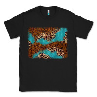 Black turquoise glitter leopard background Classic Tee - AdoDesignShop
