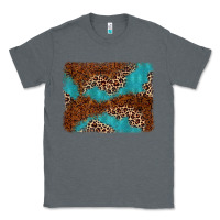 Charcoal Heather turquoise glitter leopard background Classic Tee - AdoDesignShop