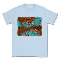 Dusty Blue turquoise glitter leopard background Classic Tee - AdoDesignShop