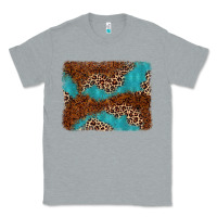 Heather Grey turquoise glitter leopard background Classic Tee - AdoDesignShop