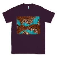 Plum turquoise glitter leopard background Classic Tee - AdoDesignShop
