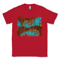Red turquoise glitter leopard background Classic Tee - AdoDesignShop