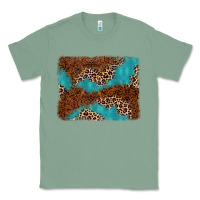 Sage turquoise glitter leopard background Classic Tee - AdoDesignShop