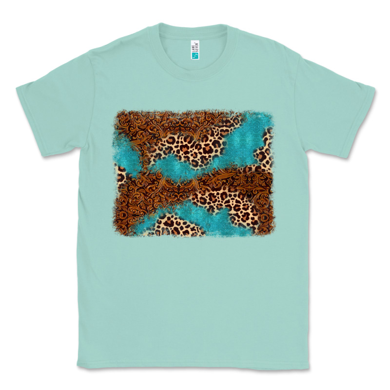 Turquoise Glitter Leopard Background Classic Tee by AdoDesignShop | Teevron