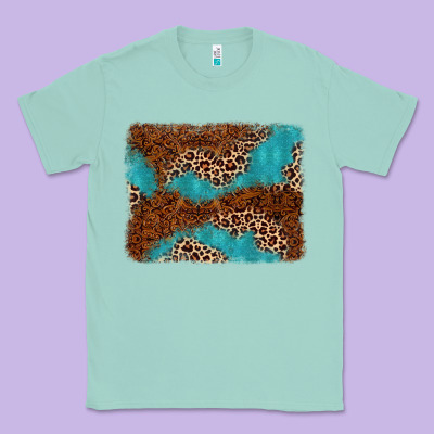 Turquoise Glitter Leopard Background Classic Tee Designed By Adodesignshop