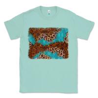 Seafoam turquoise glitter leopard background Classic Tee - AdoDesignShop