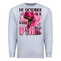Heather Grey in october we wear pink dinosaur Premium Sweatshirt - LillyAllenDesigns