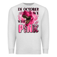 Oatmeal Heather in october we wear pink dinosaur Premium Sweatshirt - LillyAllenDesigns