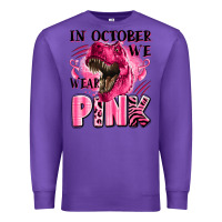 Purple in october we wear pink dinosaur Premium Sweatshirt - LillyAllenDesigns