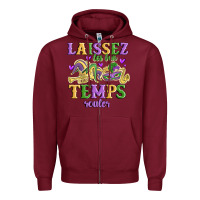 Burgundy laissez les bon temps rouler Zipper Hoodie - MaliasSmallBusiness