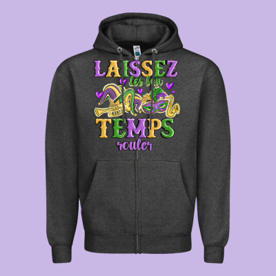 Laissez Les Bon Temps Rouler Zipper Hoodie Designed By Maliassmallbusiness