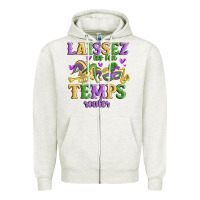 Oatmeal Heather laissez les bon temps rouler Zipper Hoodie - MaliasSmallBusiness