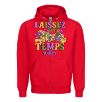 Red laissez les bon temps rouler Zipper Hoodie - MaliasSmallBusiness